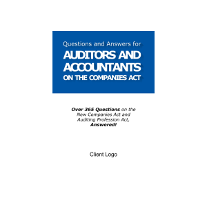 Questions and Answers for Auditors and Accountants on the Companies Act and Amended Auditing Profession Act - eBook