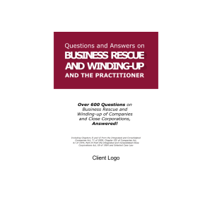 Questions and Answers on Business Rescue and Winding-up of Companies and Close Corporations and the BR Practitioner - eBook
