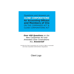 Questions and Answers on Close Corporations including Accounting Officers and Members of CCs on the Companies Act and Amended CC Act - eBook