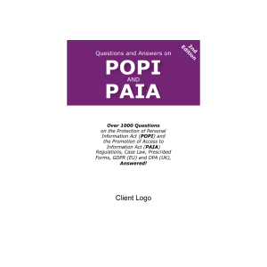 Questions and Answers on POPI and PAIA - eBook